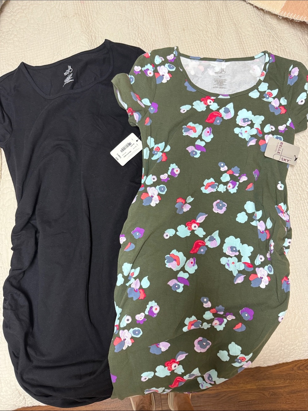 Black and green Floral Maternity Dress XS NWT